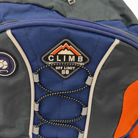 Climb Mtn Terrain Off Limit 68 Blue Orange Backpck Multi Pkts Hike Travel School - Picture 3 of 10